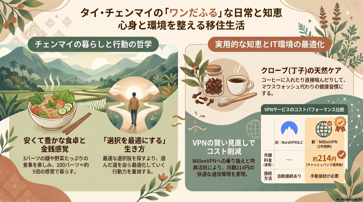 選択を最適にする生き方：チェンマイでの日常とクローブ、VPNの活用術